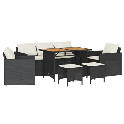 Produktbild von vidaXL 6-tlg. Garten-Sofagarnitur mit Kissen Schwarz Poly Rattan