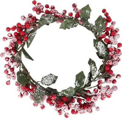 Produktbild von Weihnachtskranz mit schneebedeckten Ebereschen - Tisch- oder Türdekoration, 30 cm
