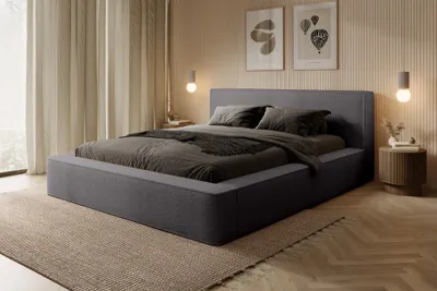 Produktbild von Polsterbett Doppelbett OMAHA 160x200cm in Stoff Euphoria Dunkelgrau