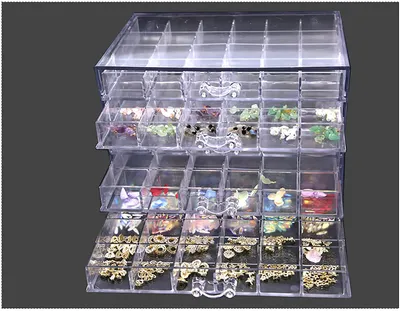 Zdjęcie produktu dla Pudełko i organizer na biżuterię z 4 szufladami, przezroczysty akrylowy organizer na pierścionki, kolczyki, naszyjniki, spinki do mankietów i broszki 8,5 x 5,7 x 5,9 "