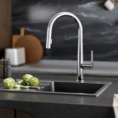 Produktbild von Wasserhahn Küche Ausziehbar, 2 Strahlarten Hochdruckarmatur Küchenarmatur, 360° Drehbar Spültischarmatur, Cecipa Mischbatterie Spüle, Chrom