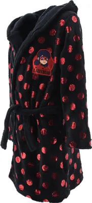 Produktbild von Miraculous Ladybug Bademantel Morgenmantel mit Kapuze Bade-Mantel Fleece, Farbe:Schwarz, Größe Kids:104