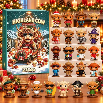 Produktbild von Highland Cow Adventskalender 2026 24 Stück 3D Weihnachtskalender 5