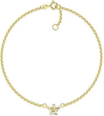 Produktbild von SILBERKETTEN STORE Fußkette Erbse 1,8mm mit Stern mittig - echt 585 Gold, Länge: 27cm - 27cm