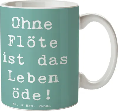 Produktbild von Mr. & Mrs. Panda Tasse Spruch Flöte Leben - Meeresbrise - Geschenk, Kaffeetasse, Melodie, Trinkbecher, Becher, Instrument, kaffeebecher bedruckt, Lernen, Musiker, Musik