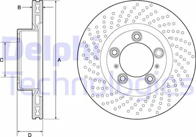 Produktbild von DELPHI Bremsscheibe für PORSCHE 911 (997) 330mm BG4813C