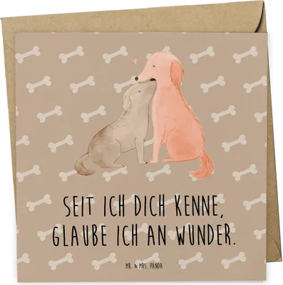 Produktbild von Mr. & Mrs. Panda Grußkarte Hunde Liebe - Hundeglück - Geschenk, Klappkarte, faltkarte, doppelkarte, Wunder, anlasskarte, Sprüche, Herz, Kuscheln, Hund, Optimitisch