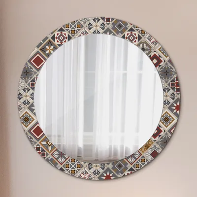 Produktbild von Wohnzimmer Spiegel - Mirror zum Wandspiegel Schlafzimmer – Schminkspiegel - Türkisch Muster - Rund: Ø70cm