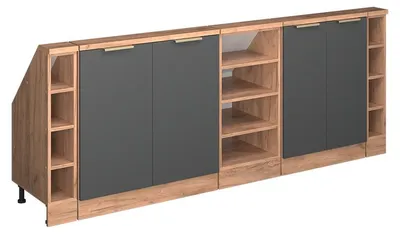 Produktbild von Küchenschrank für Dachschrägen Vicco R-Line Anthrazit-Gold 210 cm 5er Set, Model 60613