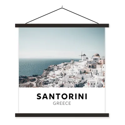 Produktbild von MuchoWow® Textilposter Griechenland - Santorin - Architektur 120x120 cm mit schwarzem Rahmen - Aufhängungsset
