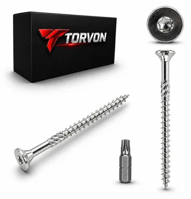 Produktbild von TORVON Premium Holzschrauben Senkkopf Vollgewinde weiß verzinkt 4 x 50 mm 300 St. inkl. Bit, KI-generiertes Bild