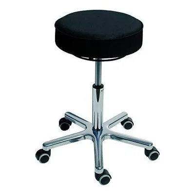 Produktbild von STIER Drehhocker mit Doppelrollen, höhenverstellbare Sitzhöhe 540-720mm, dicke Polsterung, widerstandsfähiger Bezug aus Kunstleder, Schwarz