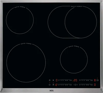 Image de AEG APPAREILS MÉNAGERS Table de cuisson vitrocéramique, 60 cm, rôtissoire, acier inoxydable HK654850XB