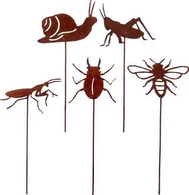 Produktbild von UNUS Deko Garten Gartenstecker Gartendeko aus Rost Insekten im 5er Set