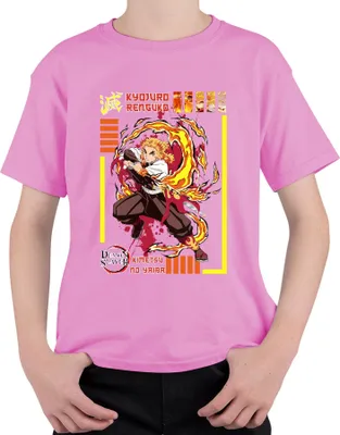 Obrázek produktu pro Kyojuro Rengoku Demon Slayer Kimetsu no Yaiba Flame Hashira Uni dětské tričko, růžová, 152 mm