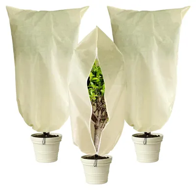 Produktbild von 3 Stück Winterschutz für Pflanzen - 180 x 120 cm reißfester Frostschutz für Pflanzen im Freien - Pflanzenschutz-Wintertasche mit Reißverschluss und Kordelzug
