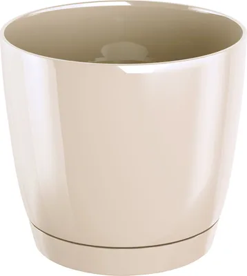 Produktbild von Blumentopf Coubi Ø 24 cm 7,5 L mit Untersetzer glänzend creme