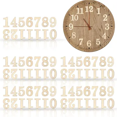 Produktbild von Jetec 75 Stück Hölzerne Nummern in 5 Sets, Hölzerne Arabische Uhr Zahlen mit Klebstoff für Uhr DIY Dekoration (Ursprüngliche Farbe)
