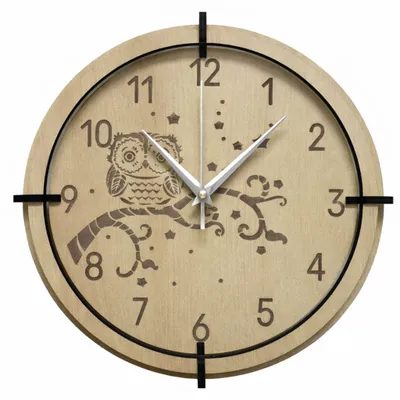 Produktbild von Kinderuhr - Eule und Stern | Maple Silberne Hände 30 cm