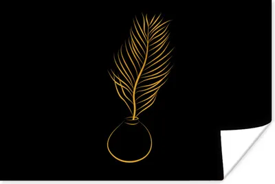 Produktbild von MuchoWow® Poster Topf - Pflanze - Gold - Linienkunst 120x80 cm - Bilder