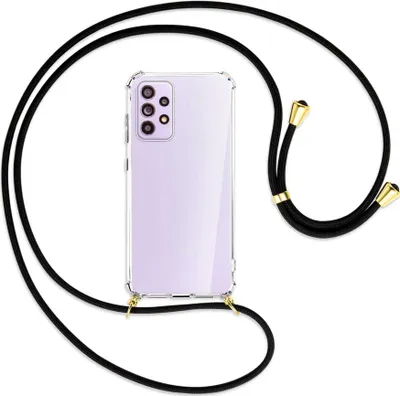 Produktbild von Handykette Backcover-Schutzhülle mit Band (Metall goldfarben) für Samsung Galaxy A33 5G - schwarz