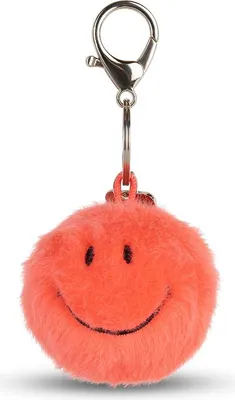 Produktbild von Bon Ton Toys Smiley® Schlüsselanhänger Fuzzy aus recyceltem Plüsch Bright Coral 5,5 cm