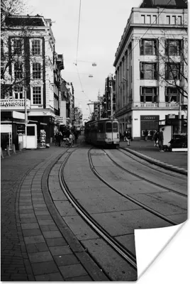 Produktbild von MuchoWow® Poster Amsterdamer Straßenbahn - schwarz und weiß 40x60 cm - Plakate für die Wand - Poster Babyzimmer