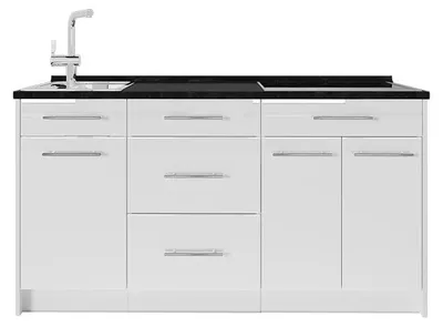 Produktbild von Küchenblock Vicco Fame-Line Weiß Hochglanz/Weiß 150 cm, AP Anthrazit, Model 65329
