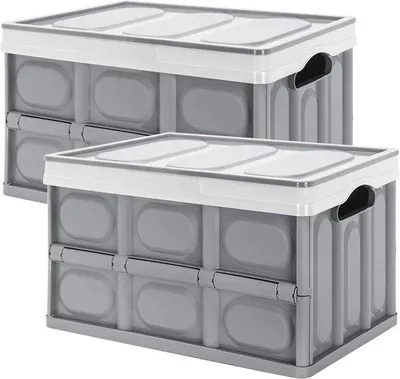 Produktbild von Famanu Aufbewahrungsbox 28L mit Deckel - Stapelbar und platzsparend - Grau