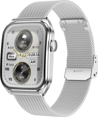 Produktbild von INF Multifunktionale Smartwatch mit AMOLED, Bluetooth Anrufe & Gesundheit Silber
