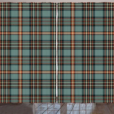 Produktbild von ARANDE Schottenkaro Gardine, Traditionelle klassische schottische Plaid kariertes Muster mit Symmetric Streifen, 280 x 225 cm, Redwood Kadett Blau