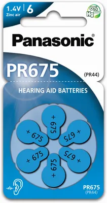 Immagine prodotto di Panasonic 10x batterie per apparecchi acustici formato 675 6 blister PR44 blu 24600