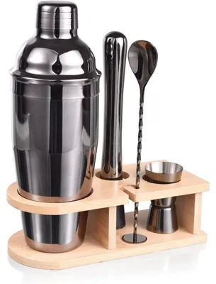 Productafbeelding van Cocktailshakerset, 5-delig, 750 ml, roestvrij staal, receptenboekje, grijs