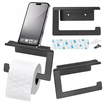 Produktbild von AWD Interior Toilettenpapierhalter mit Handyablage Schwarz Matt Loft