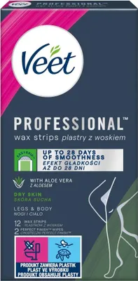 Produktbild von Veet Easy-Gelwax Technology, Enthaarungsstreifen, Körper, Beine, trockene Haut, 12 Stück(e)