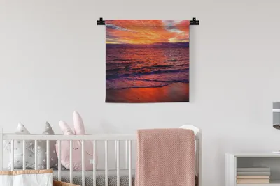 Produktbild von MuchoWow® Wandteppich Wandbehang Strand - Sonne - Himmel 60x60 cm Tapisserie Dekoration Wandtuch - Dekorationen - Wand Decke