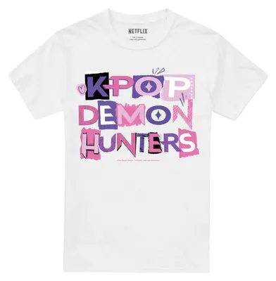 Produktbild von K-Pop Demon Hunters - T-Shirt für Herren/Damen Uni, Logo TV42626 (S) (Weiß)
