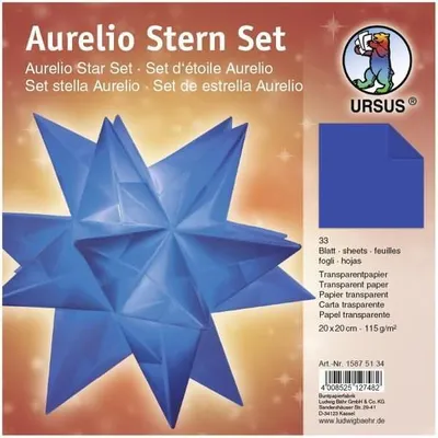 Produktbild von Faltblätter Aurelio Stern Transparentpapier 115g/qm 20x20cm 33 Blatt blau