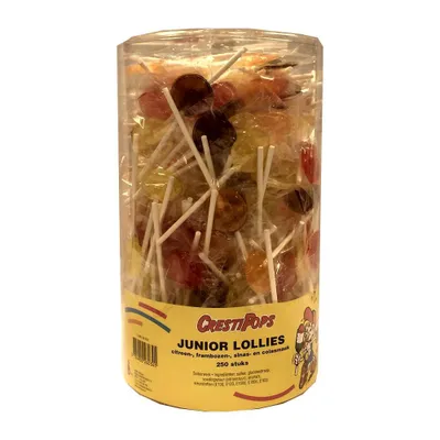 Produktbild von CrestiPops Junior Lollies, Lutscher in verschiedenen Geschmacksrichtungen (250 Stck pro Dose)