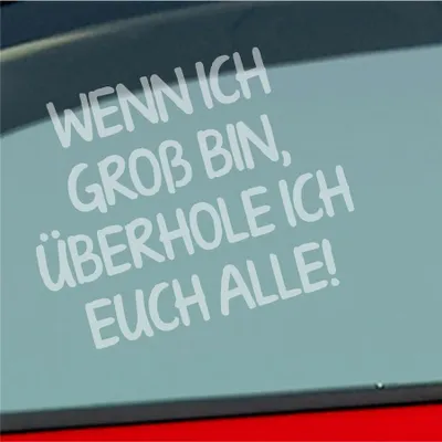 Produktbild von Auto Aufkleber Wenn ich groß bin, überhole ich euch alle! 12x9 cm Milchglas Sticker Heckscheibenaufkleber