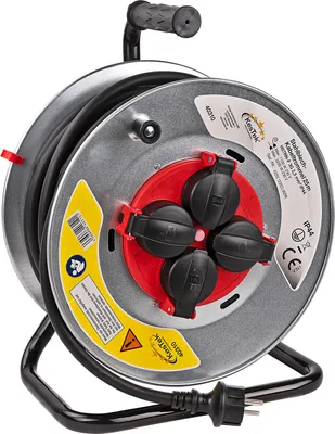 Stahlblech Kabeltrommel Kabelrolle Verlängerungskabel Stromkabel 25 Meter H07RN-F 3G2,5mm² IP44 Werkstatt Garage Produktion Lager Garten Kabel günstig kaufen 402366 40310 4066986403101 Stabilo-Fachmarkt.de KesTek