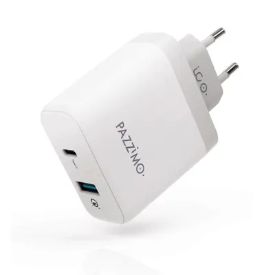 Image de Chargeur 2 ports Qualcomm Quick Charge 3.0 USB + USB-C 6A blanc