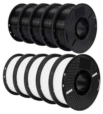 Immagine prodotto di Filamento PLA, per stampanti 3D, compatibile con FDM, diametro 1,75 mm, 5 kg, nero e bianco