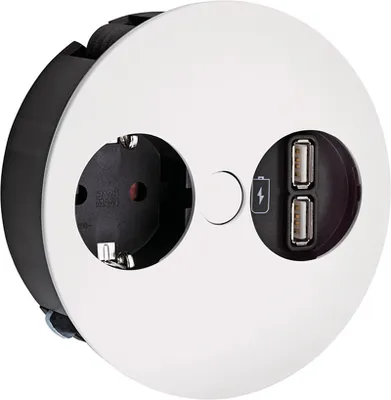 Obrázok produktu pre Bachmann Twist USB A, zásuvkový prvok, so zásuvkou Schuko, biely matný