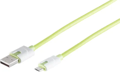 Produktbild von S/CONN 14-50003, 0,3 m, USB A, Micro-USB B, USB 3.2 Gen 1 (3.1 Gen 1), 0,48 Gbit/s, Grün