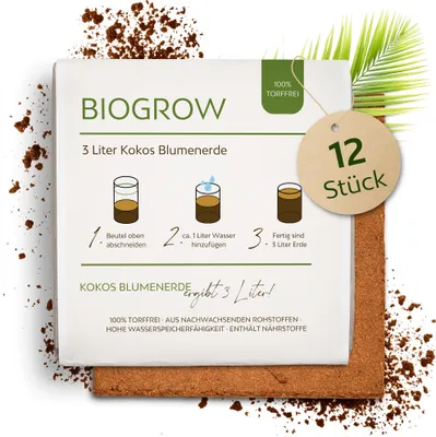 Produktbild von Kokoserde gepresst im Quellbeutel - torffreie Anzuchterde (12x 3L)