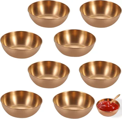 Produktbild von Dipschalen 8 Stück, runde Mini-Saucen, Edelstahl, für Sushi und Snacks