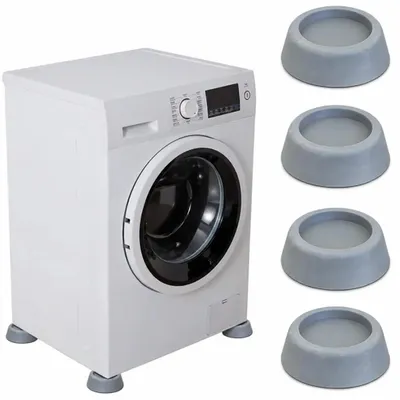 Produktbild von Antivibrationsmatten Waschmaschine Antirutsch Unterlagen 4 Stück Waschmaschinenfüße Vibrationsdämpfer 6,5 cm 2 cm Grau