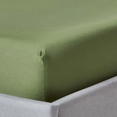 Produktbild von HOMESCAPES Bio-Spannbettlaken extra hoch - moosgrün, 140 x 190 cm