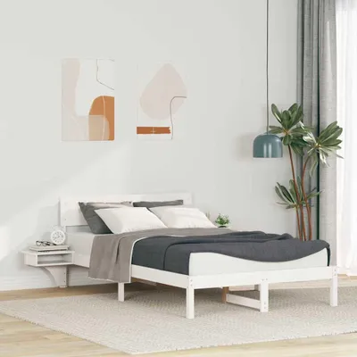 Obrázok produktu pre Maison Exclusive – posteľový rám s čelom Biela 140 x 190 cm Masívne borovicové drevo
